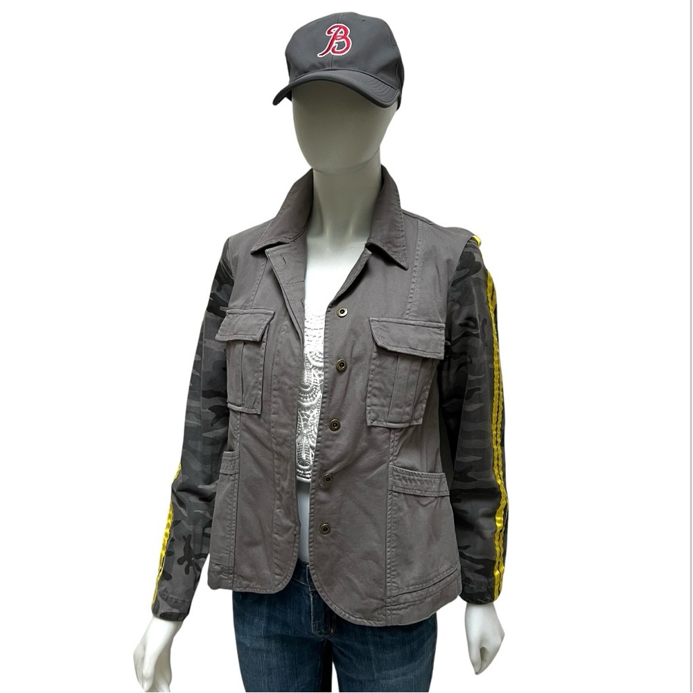 New Military Utiliy Jacket Blazer Camo Stripe Fitted Academia Preppy Da Nang NWT - Picture 5 of 14